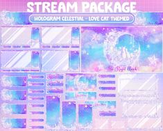 an image of a set of stickers with the words stream package on it and stars