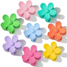 PRICES MAY VARY. 🌸2024 LATEST DESIGN： After our questionnaire survey, these 8 colors are the most popular color （Pink, Rose Red, Purple, Yellow, Orange, Blue, Peacock blue, Green） Sufficient quantity and a variety of colors are provided to meet all your schedules match different color clothes 🌸PREMIUM AND SAFE MATERIALS: Cute Hair Clips made of non-slip durable plastic and metal spring. Flower Hair Clips use interlocking teeth design, it can hold your hair tightly, won’t fall off easily, and d Perfect Ponytail, Thick Hair Styles Medium, Hair Clamps, Hair Claw Clips, Hair Accessories Clips, Flower Hair Accessories, Claw Clips, Flower Clip, Big Flowers