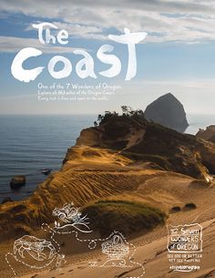 an advertisement for the coast on the beach