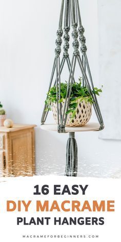 an easy diy macrame plant hanger made from sticks