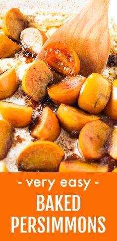 baked persimmons with text overlay that reads very easy baked persimmons