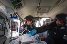 Flight nurse Kelly Bircher, left,  and flight paramedic Nick Herrington care for a trauma patient on board a Life Flight helicopter on route... Penn Foster High School, Life Flight Helicopter, Flight Paramedic, Flight Nurse, Nursing School Motivation, Nurse Inspiration, Nurse Aesthetic, Healthcare Jobs, Nurse Midwife