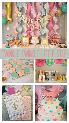 a pink and blue twinkle the little star birthday party