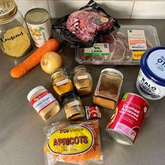 an assortment of food on a counter top