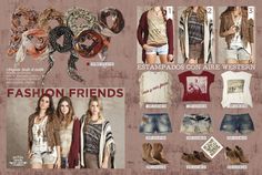 an advertisement for fashion friends featuring women's clothing and accessories from the same brand