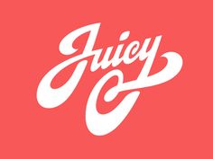 the word juicy on a red background