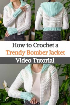 If you are a fan of crochet hoodies, you have come to the right place! Today you will learn to crochet this bomber jacket with a hood, super trendy and perfect for the spring-winter season. It's a lightweight jacket that can be easily layered over any outfit for an instant cool/casual vibe! The beauty of this bomber jacket is that it retains its elegance with some texture, plus a hood that always adds a plus to any jacket. Crocheting this bomber jacket is quite easy and you will see that... Crochet Zipper Jacket, Crochet Winter Jacket, Crochet Jacket Women, Crochet Hoodies, Crochet Shrugs, Blouses Pattern, Pattern 2023, 2023 Crochet, Crochet Blouses