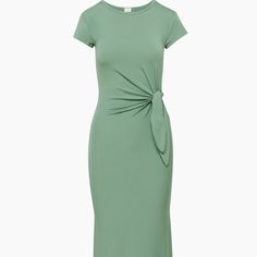 Aritzia Wilfred Jersey T-Shirt Maxi Dress In Gallery Green S/M $88 Back In. More Tee Please This Is A Crewneck T-Shirt Maxi Dress With A Tie Detail And Side Slits. It’s Made With Relux Jersey, An Ultra-Soft And Drapey Fabric That Uses Lenzing Ecovero Viscose Responsibly Sourced Wood-Based Fibres Produced Through A Process That Reduces Impact On Forests, Biodiversity And Water Supply. Responsible Forestry Materials & Care * Content: 90% Lenzing Ecovero Viscose, 10% Elastane * Care: Machine Wash * Spring Fitted Crew Neck Maxi Dress, Chic Spring Midi Dress With Crew Neck, Casual Fitted Maxi Dress With Tie Waist, Spring Stretch Dress With Tie Waist, Spring Dresses With Tie Waist And Stretch Fit, Chic Crew Neck Summer Dresses, Casual Stretch Sheath Maxi Dress, Fitted Tie Waist Midi Dress For Day Out, Fitted Midi Dress With Tie Waist For Day Out