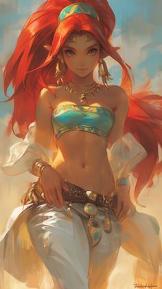 Genie Inspired Outfit, Zelda Goddesses, Zonai Zelda, Elf Bard Female, Dune Characters, Anime Elf, Female Elf, Contemporary Fantasy, Zelda Art