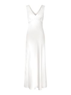 Marilyn is an elegant silhouette with an edge. The peek-a-boo back detail means that she makes a statement from behind whilst remaining bra-friendly. Designed in shimmery ivory crafted from 100% recycled polyester, Marilyn is the perfect dress for all your engagement or bridal activities or simply when you feel like keeping it paired-back in chic in tonal white. Formal Fitted Slip Dress With Lace Back, Fitted Lace Back Slip Dress For Formal Occasions, Fitted Slip Dress With Lace Back For Evening, Fitted Lace Back Slip Dress For Evening, Elegant V-neck Slip Dress For Wedding, Elegant Evening Slip Dress With Lace Back, Elegant Fitted Slip Dress With Lace Back, Elegant Lace Back Slip Dress, Sleeveless Formal Slip Dress With Lace Back