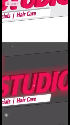 there are two signs that say studio, hair care and the words studio on them