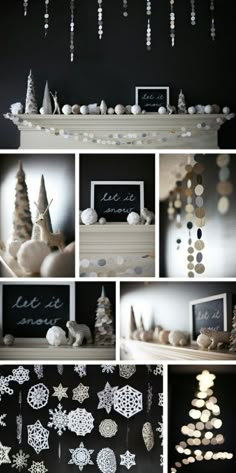 a collage of photos showing different types of christmas decorations and ornaments on the wall