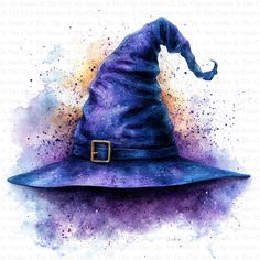 a watercolor painting of a wizard's hat