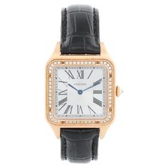 Cartier Santos Dumont Quartz 18k Rose Gold WJSA0016 4241 For Sale at 1stDibs Rose Gold Cartier, Cartier Santos Dumont, Rose Gold Square, Cartier Santos, Bezel Diamond, Roman Numerals, 18k Rose Gold, Cartier, Wrist Watch