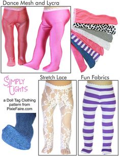 Simply Tights 18" Doll Accessories Doll Tights, My Life Doll Clothes, Sew Doll, American Girl Doll Shoes, Doll Shoe Patterns, Baby Doll Clothes Patterns, Making Dolls, American Girl Accessories, Disney Animators