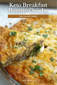 keto breakfast burrito quiche with text overlay