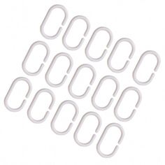 six white paper clips on a white background