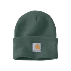 Whether you're working or enjoying an outdoor adventure, protect yourself from cold winter weather with the Carhartt Knit Cuffed Beanie. This warm and versatile beanie features a classic design and durable 100% acrylic jersey knit construction. The Carhartt Knit Cuffed Beanie is finished with Carhartt's logo on the front. Machine wash. Imported.Manufacturer style #: A18.   100% acrylic jersey knit  Classic, versatile design  Carhartt logo on front Carhart Beanie, Carhartt Beanie, Carhartt Logo, Workwear Essentials, Watch Cap, Cuffed Beanie, Unisex Watches, Herschel Heritage Backpack, Drip Dry