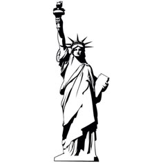 the statue of liberty is shown in black and white