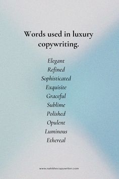 the words used in luxury copywriters are arranged on top of eachother