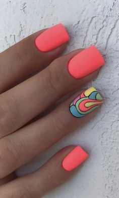 Bright Nails For Summer Neon, Crazy Nail Art Unique, Nail Art Designs For Summer, Nail Art Designs Short, Short Nails Ideas, Fluorescent Nails, Short Coffin Nails Designs, Nails Art Designs, Art Designs Ideas