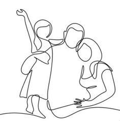 one continuous line drawing of two people reaching for something in the air with their hands