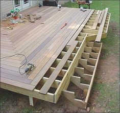 the deck is being built and ready to be installed