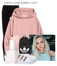 "Jordyn Jones Inspired outfit" by sydypop on Polyvore featuring Gucci, adidas, Essie, Topshop, Sweatshirt, 2017, jordynjones and Jordyn Adidas Print, Gucci Adidas, Squad Outfits, Denim Jeans Ripped, Adidas Original, Adidas Fashion, Photography Poses Women