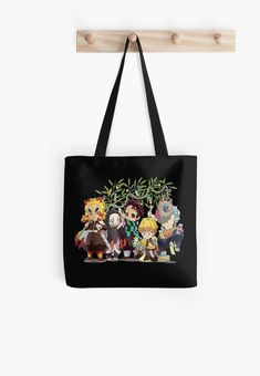 Soft polyester canvas shopping bag with edge-to-edge print on both sides. Fully lined for extra strength. Three sizes to choose from. Demons Slayers Cools Casual Black Bags With Character Print, Casual Black Bag With Character Print, Black Rectangular Bags With Character Print, Black Rectangular Bag With Anime Print, Black Rectangular Canvas Bag With Graphic Print, Canvas Shopping Bag, Medium Bags, Printed Tote Bags, Cotton Totes