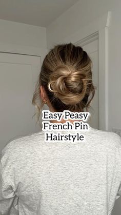 Heres an easy french pin updo!  - #updo #easyupdo #frenchpin #frenchpinhair #updo #hairhack #finehair #thickhair #thickhair #longhair #holidayhair Updo Hair Tutorial, French Pin, Long Fine Hair, Girls Updo, Low Bun Hairstyles, Easy Bun, Big Bun, Easy Bun Hairstyles, Cute Simple Hairstyles