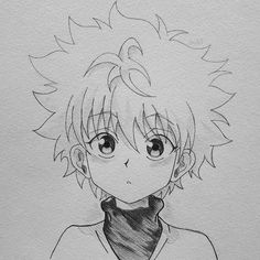 a drawing of an anime character with short hair