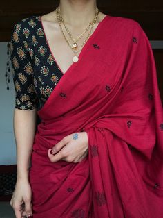 Cotton Saree Blouse, Linen Sarees, Indian Fashion Saree