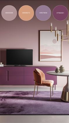 a living room filled with furniture and a flat screen tv on top of a wall