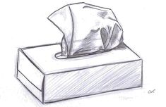 a drawing of a tissue dispenser sitting on top of a white box