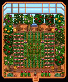 Stardew Valley Farm Layout Forest Multiplayer, Greenhouse Ideas Stardew Valley, Stardew Valley Early Farm Layout, Slime Stardew Valley, Stardew Valley Greenhouse Design, Greenhouse Layout Stardew Valley, Stardew Valley Forest Farm Design, Stardew Valley Forest Farm Ideas, Stardew Valley Meadow Farm