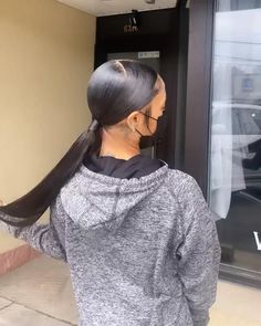 Low Ponytail With Middle Part, Slick Ponytail Middle Part, Sleek Ponytail Black Women Middle Part, Middle Ponytail Black Women, Middle Part Ponytail Black Women, Middle Part Slick Back, Middle Part Ponytail, Fav Hairstyles