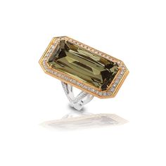 Zultanite® Radiant Cut Gemstone Ring, Gold and Platinum, size 5.5, 26.80 carats,  1.30 tctw. Diamonds VS F/G, 950/- Platinum + 18K White-Gold One-Of-A-Kind Piece of Art. Made in USA. The finest Zultanite specimens transform from kiwi-like green to purplish-pink. Amazingly, the same stone may shift from a pastel pinkish-champagne to a ginger-ale hue in different light sources. Even the time of day and can reveal subtle nuances in color.  This genuine Zultanite comes with a Certificate of Authenti Zultanite Jewelry, Ringe Gold, Radiant Cut, Recycled Gold, Gold Platinum, Jewelry Creation, Ring Gold, High Quality Jewelry, Yellow Gold Rings