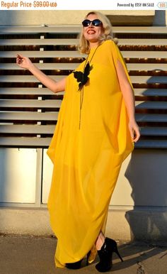 YELLOW SALE 35% OFF Extravagant Yellow Kaftan / Yellow Maxi https://www.etsy.com/listing/260969062/yellow-sale-35-off-extravagant-yellow?utm_campaign=crowdfire&utm_content=crowdfire&utm_medium=social&utm_source=pinterest Yellow Kaftan, Dress Extravagant, Plain Maxi Dress, Yellow Maxi Dress, Yellow Maxi, Viscose Dress, Maxi Robes, Women Formals, Chiffon Long Sleeve