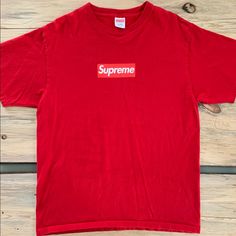 This Shirt Is Indeed Supreme! Marking The 20th Anniversary Of This Epic Brand! In Excellent, Like New Condition! I Did A Lot Of Extra Research Verifying The Authenticity Of This Tshirt, Taking Into Consideration The Shirt’s Stitching, Size Tag Detailing, Curvature Of Ribboned Dates On Back, All Fonts And Spacing So You Feel Confident In Your Purchase. Item Is Clean, No Stains, No Snags. Please Note That Item Is Not Officially/ Professionally Authenticated. Tshirt Streetwear, Box Logo, 20th Anniversary, Feel Confident, Size Tag, Dates, Red White, Red And White, Tee Shirts