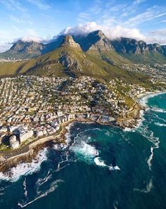 an aerial view of cape town and the ocean