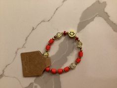 This is a handmade bracelet by me! All orders appreciated!! Red Smiley Face, Face Clay, Clay Bead Bracelet, Clay Bead, Handmade Bracelet, May 20, Clay Beads, Smiley Face, Bead Bracelet