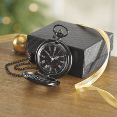 Buy Now Pay Later, Roman Numerals, Quartz Movement, Pocket Watch, Black Metal, Decorative Boxes, Black