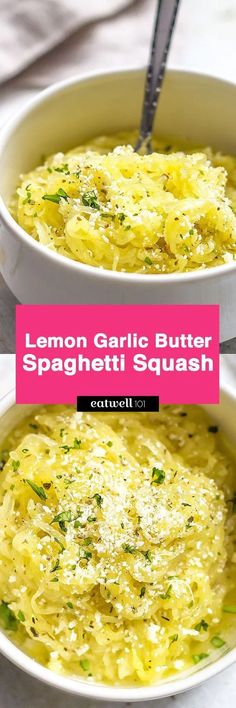 two bowls of lemon garlic butter spaghetti