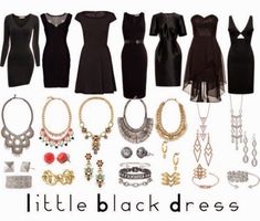 Black Accessories Jewelry, Black Dress Accessories, Little Black Dresses, Color Jewelry, Retro Mode, Black And White Dress, Black Accessories