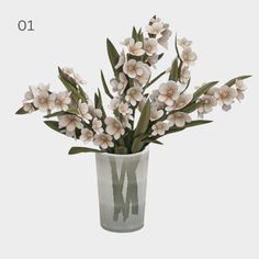 there is a vase with flowers in it and the number one on the front side