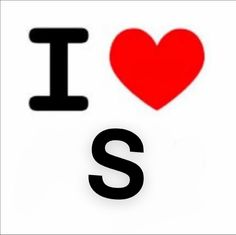 an i love s card with the letter s in black and red on it's side