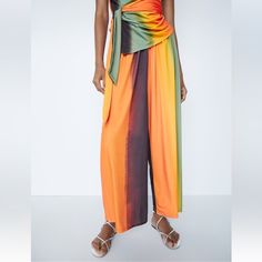 Questions? Leave A Comment Below! Chic Multicolor Wide Leg Pants For Summer, Chic Summer Multicolor Wide Leg Pants, Zara Orange Wide Leg Bottoms, Zara Orange Wide-leg Bottoms, Orange Wide-leg Summer Bottoms, Zara Multicolor Straight Pants, Orange Wide-leg Pants For Summer, Orange Wide-leg Summer Pants, Summer Orange Wide-leg Pants