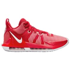 the nike kd trey basketball shoe is red and white