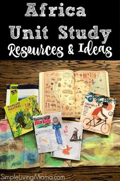 an open book with the title africa unit study resources and ideas