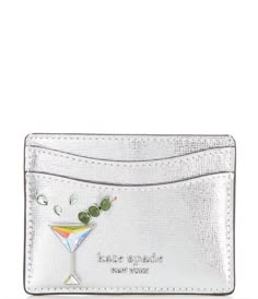 Shaken Not Stirred, Kate Spade Card Holder, Leather Cardholder, Cute Wallets, Gold Interior, Pretty Bags, Kate Spade Wallet, Birthday Wishlist, Essential Bag